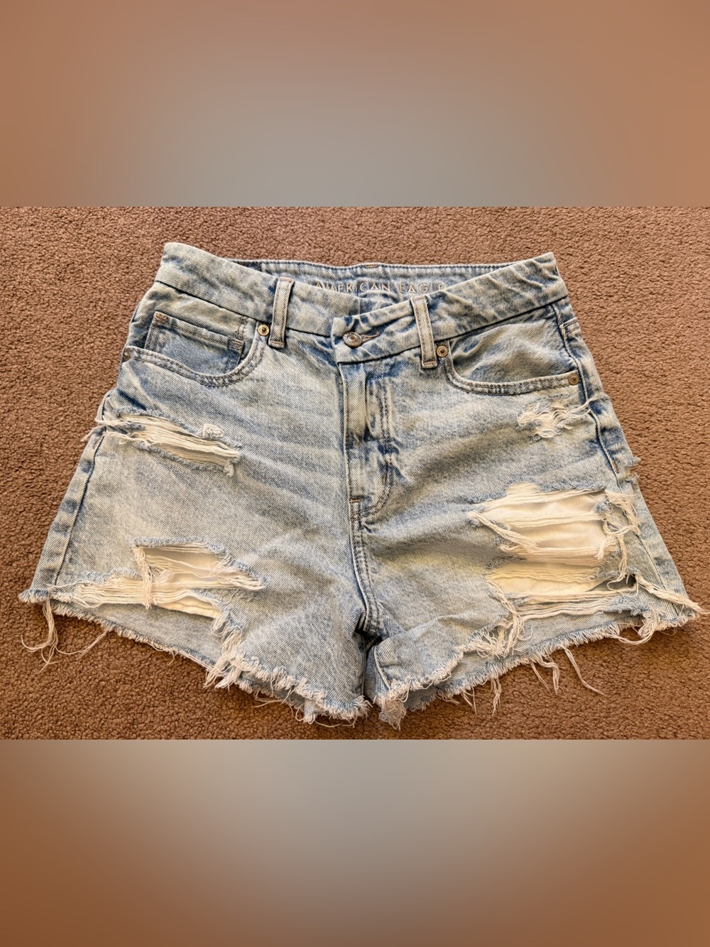 American Eagle Outfitters Light Wash Distressed Denim Shorts